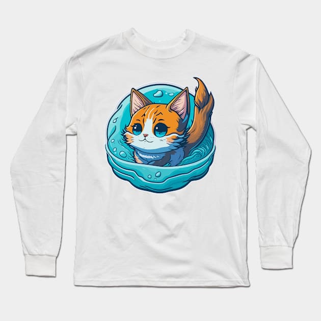 Water Elemental Cat Long Sleeve T-Shirt by SpriteGuy95